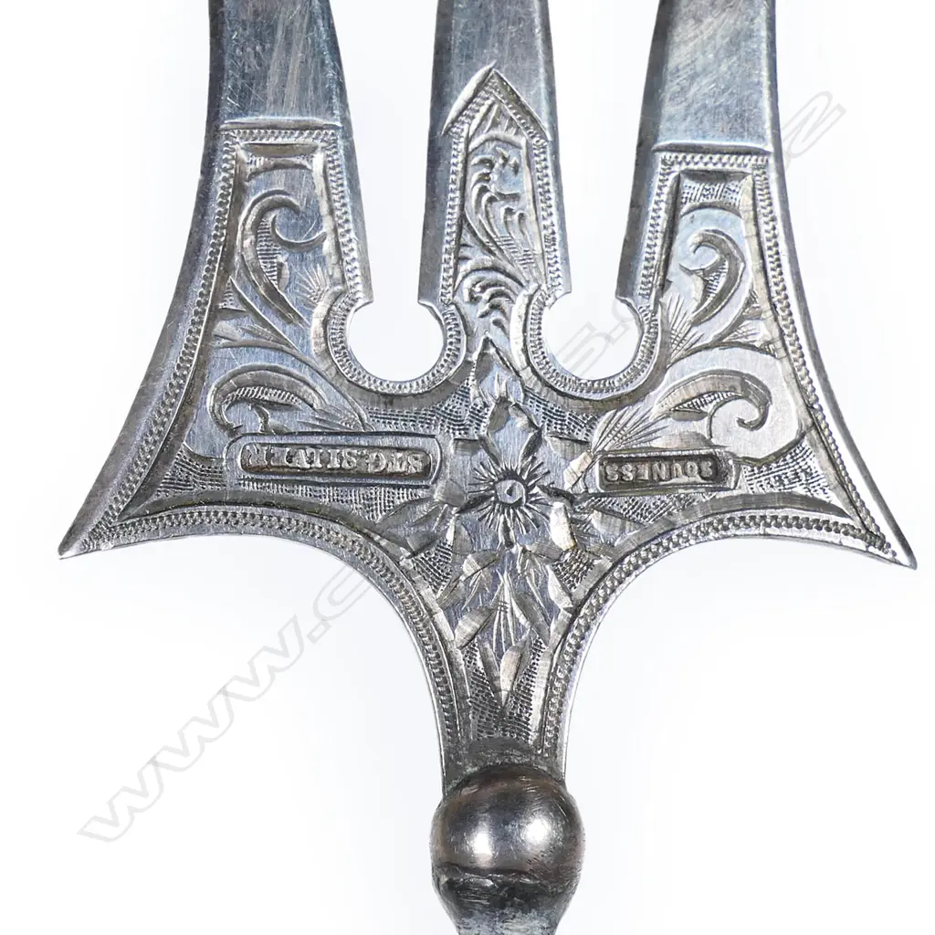 Edward Souness (Dunedin) silver and nephrite bread fork, Image 1++